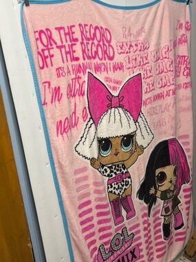 L.O.L. Surprise! Pink Plush Kids Throw Blanket with Blue Trim